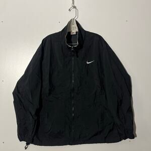 Vintage Nike Nylon Black Windbreaker Outdoor Collared Jacket Mens Size Large